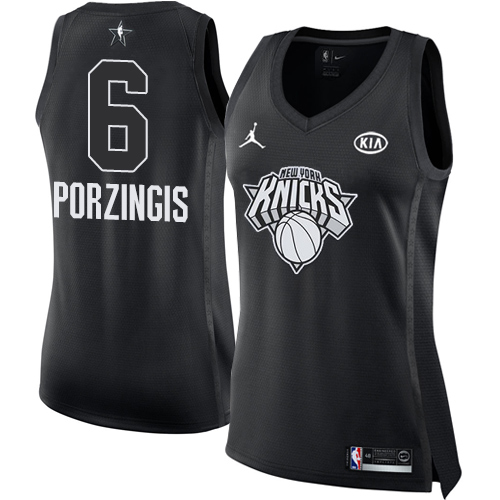 Nike Knicks #6 Kristaps Porzingis Black Women's NBA Jordan Swingman 2018 All-Star Game Jersey