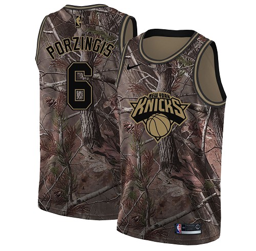 Nike Knicks #6 Kristaps Porzingis Camo Women's NBA Swingman Realtree Collection Jersey