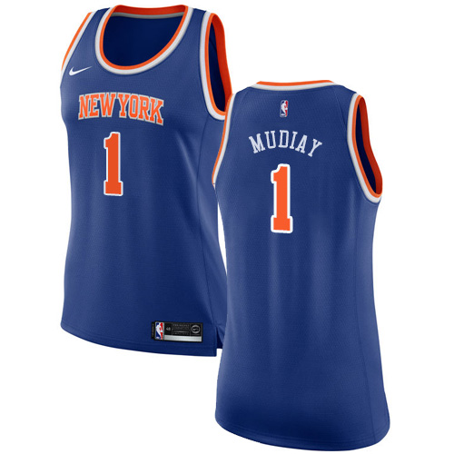 Nike Knicks #1 Emmanuel Mudiay Blue Women's NBA Swingman Icon Edition Jersey