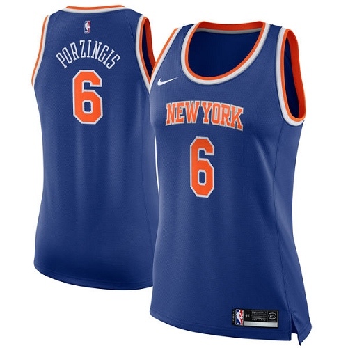 Nike Knicks #6 Kristaps Porzingis Blue Women's NBA Swingman Icon Edition Jersey