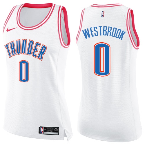 Nike Thunder #0 Russell Westbrook White/Pink Women's NBA Swingman Fashion Jersey