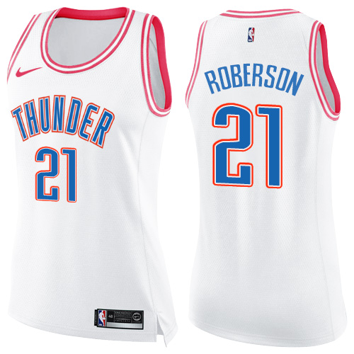 Nike Thunder #21 Andre Roberson White/Pink Women's NBA Swingman Fashion Jersey