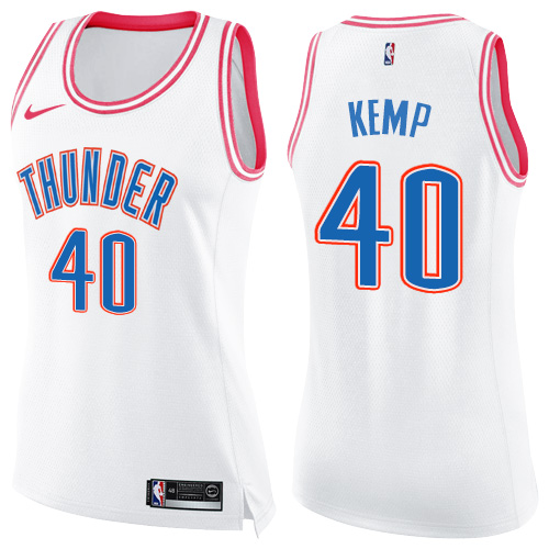 Nike Thunder #40 Shawn Kemp White/Pink Women's NBA Swingman Fashion Jersey