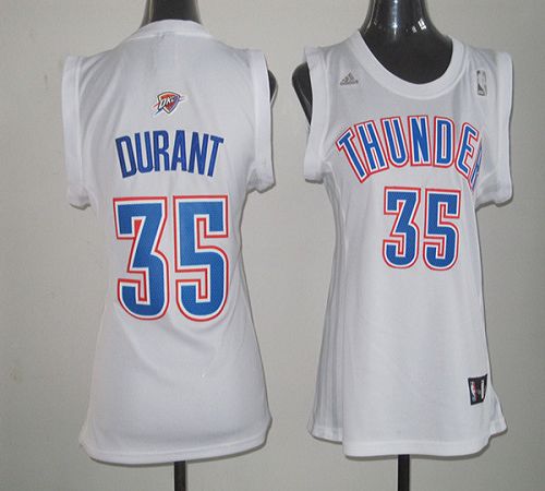 Thunder #35 Kevin Durant White Fashion Women's Stitched NBA Jersey