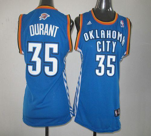 Thunder #35 Kevin Durant Blue Road Women's Stitched NBA Jersey