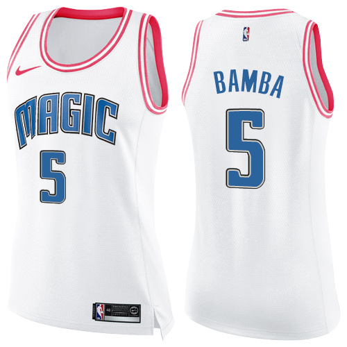 Nike Magic #5 Mohamed Bamba White/Pink Women's NBA Swingman Fashion Jersey