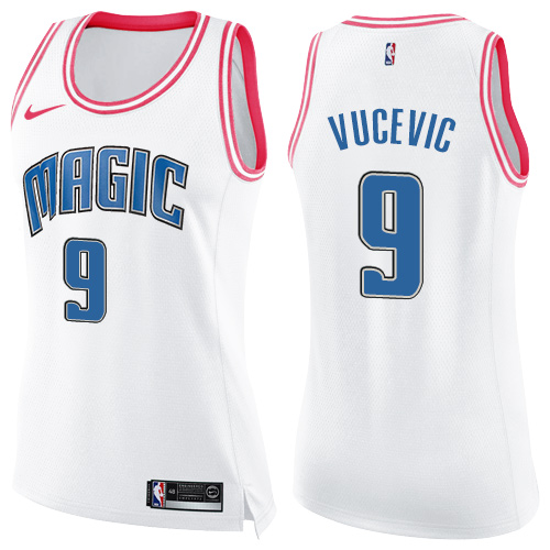 Nike Magic #9 Nikola Vucevic White/Pink Women's NBA Swingman Fashion Jersey