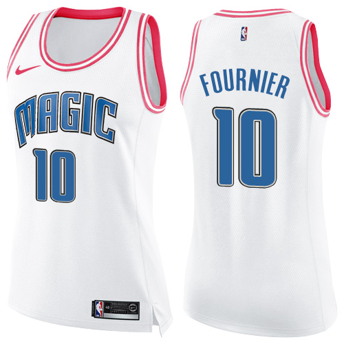 Nike Magic #10 Evan Fournier White/Pink Women's NBA Swingman Fashion Jersey