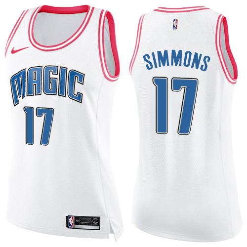 Nike Magic #17 Jonathon Simmons White/Pink Women's NBA Swingman Fashion Jersey