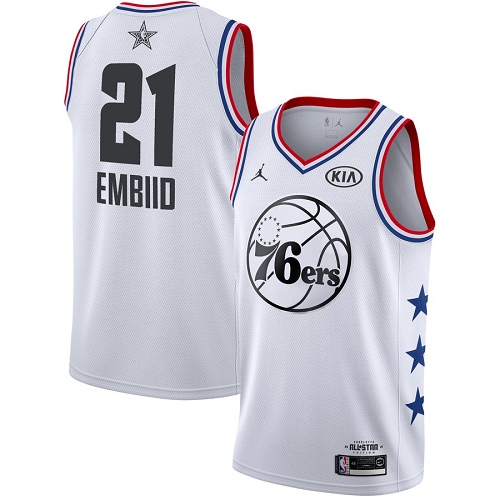 Nike 76ers #21 Joel Embiid White Women's NBA Jordan Swingman 2019 All-Star Game Jersey