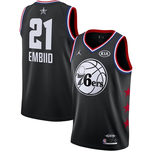 Nike 76ers #21 Joel Embiid Black Women's NBA Jordan Swingman 2019 All-Star Game Jersey