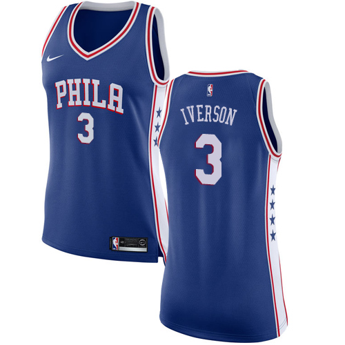 Nike 76ers #3 Allen Iverson Blue Women's NBA Swingman Icon Edition Jersey