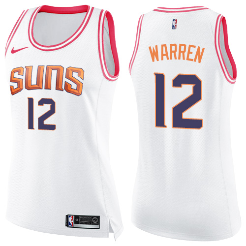 Nike Suns #12 T.J. Warren White/Pink Women's NBA Swingman Fashion Jersey