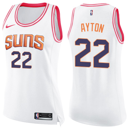 Nike Suns #22 Deandre Ayton White/Pink Women's NBA Swingman Fashion Jersey