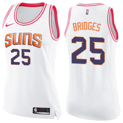 Nike Suns #25 Mikal Bridges White/Pink Women's NBA Swingman Fashion Jersey