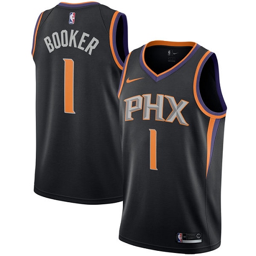 Nike Suns #1 Devin Booker Black Women's NBA Swingman Statement Edition Jersey