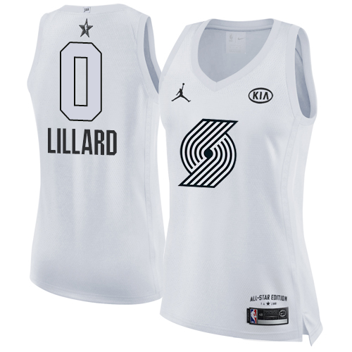 Nike Blazers #0 Damian Lillard White Women's NBA Jordan Swingman 2018 All-Star Game Jersey