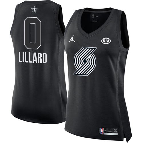 Nike Blazers #0 Damian Lillard Black Women's NBA Jordan Swingman 2018 All-Star Game Jersey