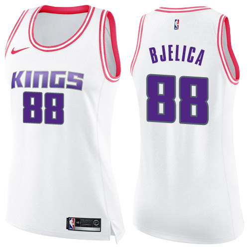 Nike Kings #88 Nemanja Bjelica White/Pink Women's NBA Swingman Fashion Jersey