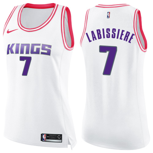 Nike Kings #7 Skal Labissiere White/Pink Women's NBA Swingman Fashion Jersey