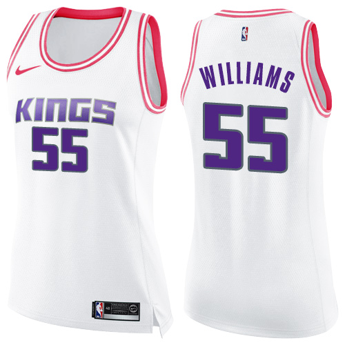 Nike Kings #55 Jason Williams White/Pink Women's NBA Swingman Fashion Jersey