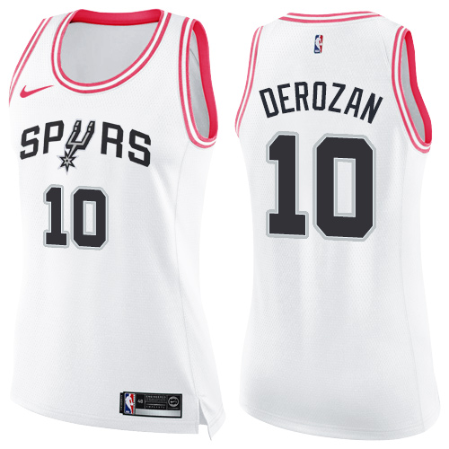 Nike Spurs #10 DeMar DeRozan White/Pink Women's NBA Swingman Fashion Jersey