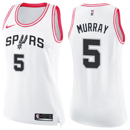 Nike Spurs #5 Dejounte Murray White/Pink Women's NBA Swingman Fashion Jersey