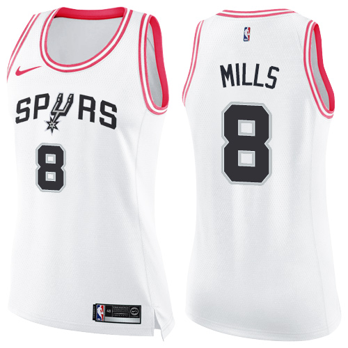 Nike Spurs #8 Patty Mills White/Pink Women's NBA Swingman Fashion Jersey