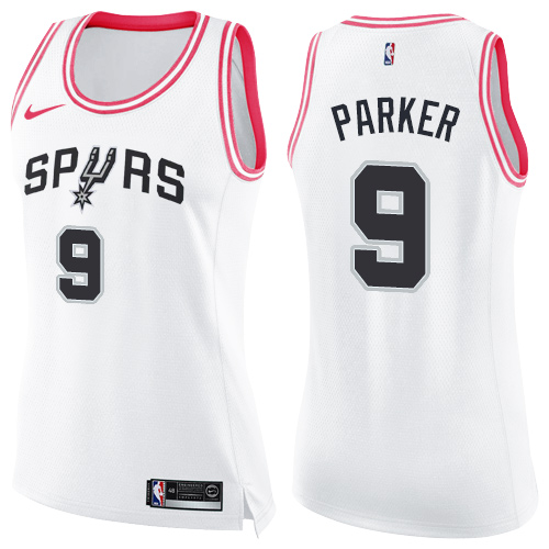 Nike Spurs #9 Tony Parker White/Pink Women's NBA Swingman Fashion Jersey