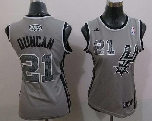 Spurs #21 Tim Duncan Grey Alternate Women's Stitched NBA Jersey