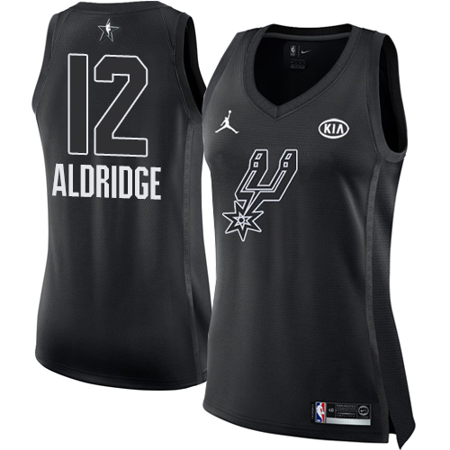 Nike Spurs #12 LaMarcus Aldridge Black Women's NBA Jordan Swingman 2018 All-Star Game Jersey - Click Image to Close