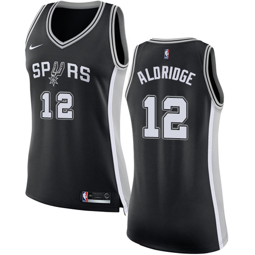 Nike Spurs #12 LaMarcus Aldridge Black Women's NBA Swingman Icon Edition Jersey - Click Image to Close