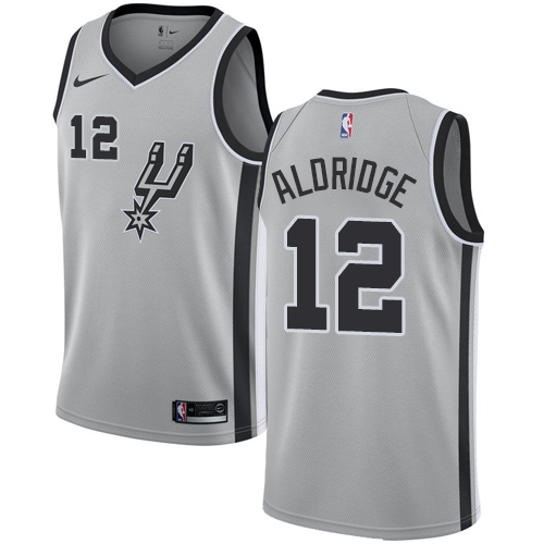 Nike Spurs #12 LaMarcus Aldridge Silver Women's NBA Swingman Statement Edition Jersey