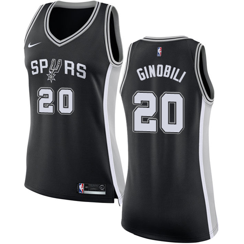 Nike Spurs #20 Manu Ginobili Black Women's NBA Swingman Icon Edition Jersey