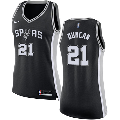 Nike Spurs #21 Tim Duncan Black Women's NBA Swingman Icon Edition Jersey