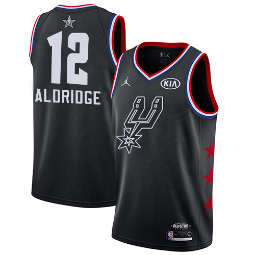 Nike Spurs #12 LaMarcus Aldridge Black Women's NBA Jordan Swingman 2019 All-Star Game Jersey - Click Image to Close