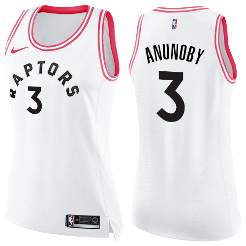 Nike Raptors #3 OG Anunoby White/Pink Women's NBA Swingman Fashion Jersey