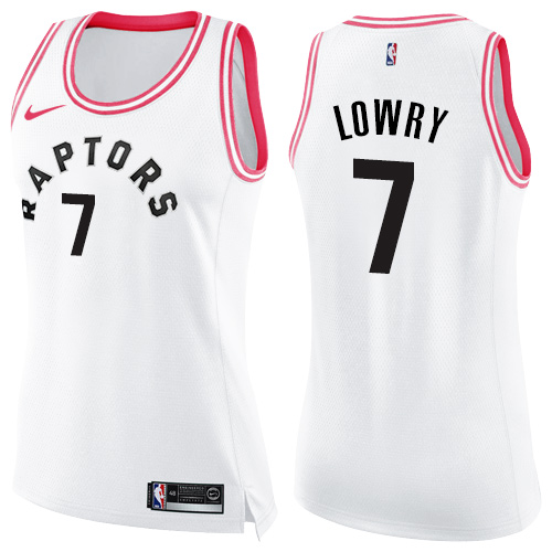 Nike Raptors #7 Kyle Lowry White/Pink Women's NBA Swingman Fashion Jersey