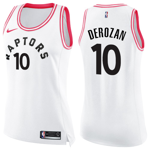 Nike Raptors #10 DeMar DeRozan White/Pink Women's NBA Swingman Fashion Jersey