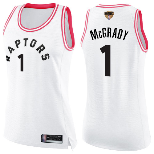 Raptors #1 Tracy Mcgrady White/Pink 2019 Finals Bound Women's Basketball Swingman Fashion Jersey