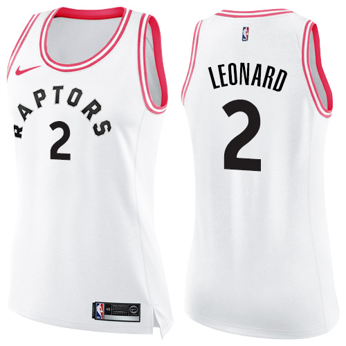 Nike Raptors #2 Kawhi Leonard White/Pink Women's NBA Swingman Fashion Jersey