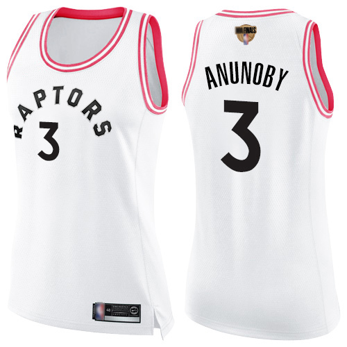 Raptors #3 OG Anunoby White/Pink 2019 Finals Bound Women's Basketball Swingman Fashion Jersey