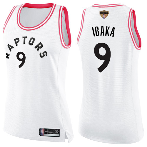 Raptors #9 Serge Ibaka White/Pink 2019 Finals Bound Women's Basketball Swingman Fashion Jersey