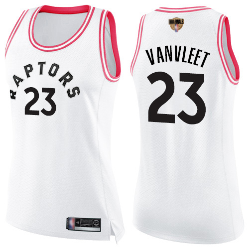 Raptors #23 Fred VanVleet White/Pink 2019 Finals Bound Women's Basketball Swingman Fashion Jersey