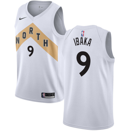 Raptors #9 Serge Ibaka White Women's Basketball Swingman City Edition 2018/19 Jersey