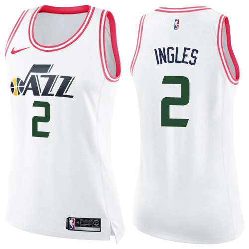 Nike Jazz #2 Joe Ingles White/Pink Women's NBA Swingman Fashion Jersey