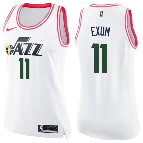 Nike Jazz #11 Dante Exum White/Pink Women's NBA Swingman Fashion Jersey