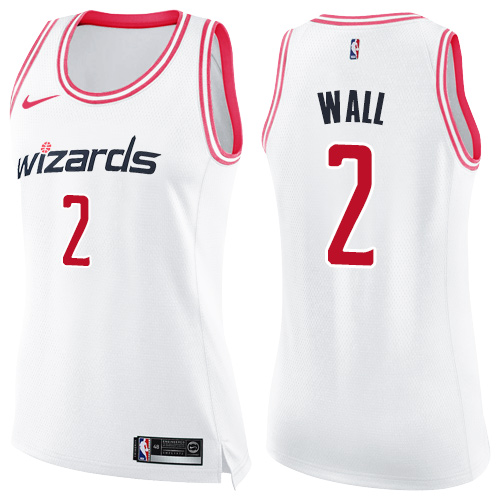 Nike Wizards #2 John Wall White/Pink Women's NBA Swingman Fashion Jersey