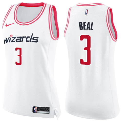 Nike Wizards #3 Bradley Beal White/Pink Women's NBA Swingman Fashion Jersey - Click Image to Close