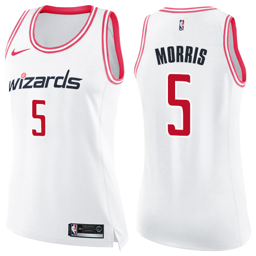 Nike Wizards #5 Markieff Morris White/Pink Women's NBA Swingman Fashion Jersey